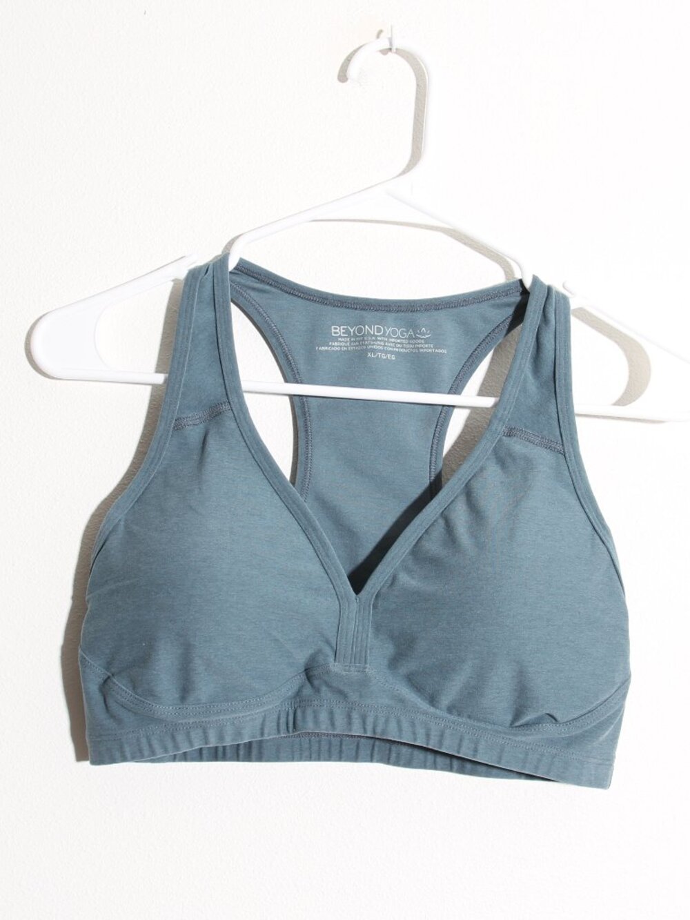 Beyond Yoga Spacedye Lift Your Spirits Bra Blue V-Neck Size XL